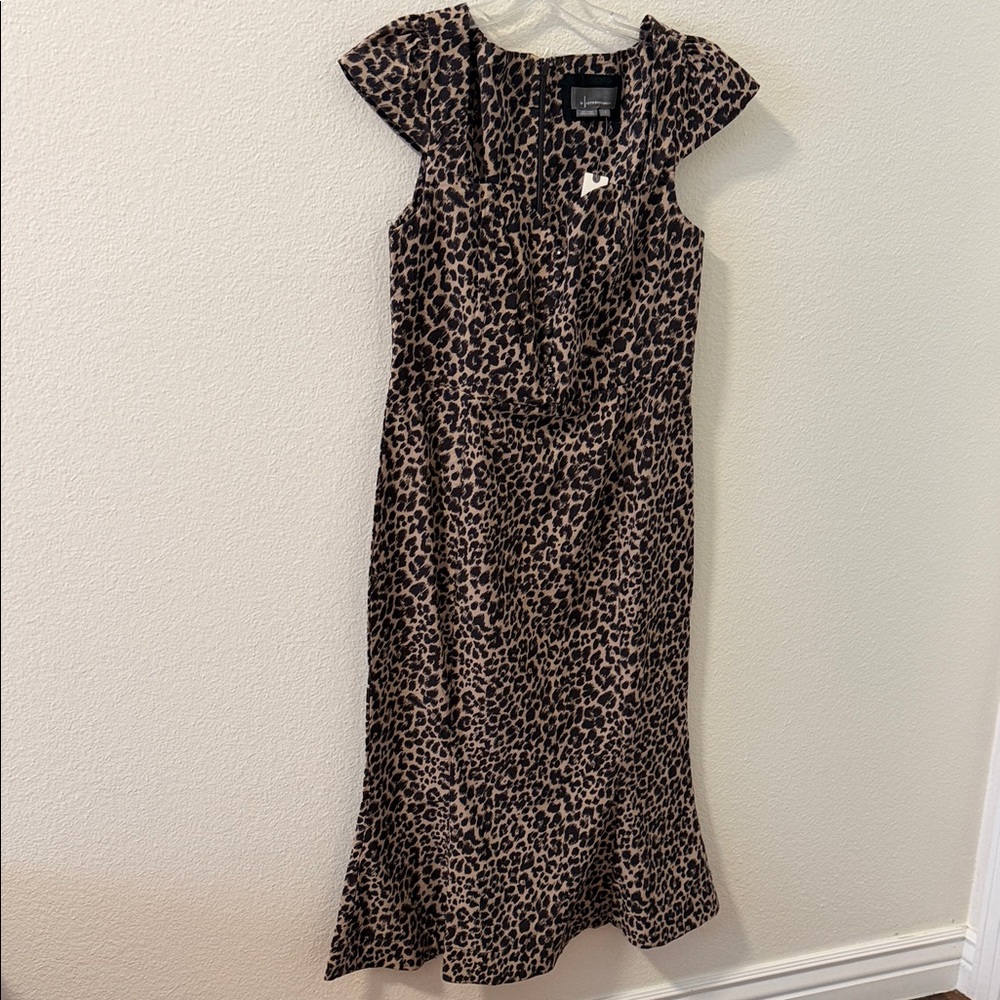 Anthropologie Brown Leopard Print Midi Dress - Picture 2 of 11
